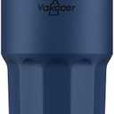 Travel Coffee Mug 16 oz with Lid and Flip Straw, Leak-Proof Food Grade 304 Stainless Steel Coffee Insulated Tumbler, Double Wall Vacuum Cup for Hot and Cold Drinks (Navy Blue)