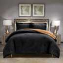 Poly Plush Comforter Set, 3 Pieces (Black Caramel, King)