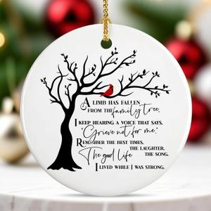 3 x Red Cardinal Christmas Ornaments - Memorial Gifts for Loss of Loved One, Memory or Remembrance Ornament for Christmas Tree, in Loving Memory Decor, Sympathy or Condolence Gifts (Family1)