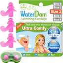 WaterDam Swimming Ear Plugs Great Waterproof Ultra Comfy Earplugs Prevent Swimmer's Ear (Size 2: 6-14yrs Kids Teens Medium Ear Women Small Ear Men (3 Pairs Pink))