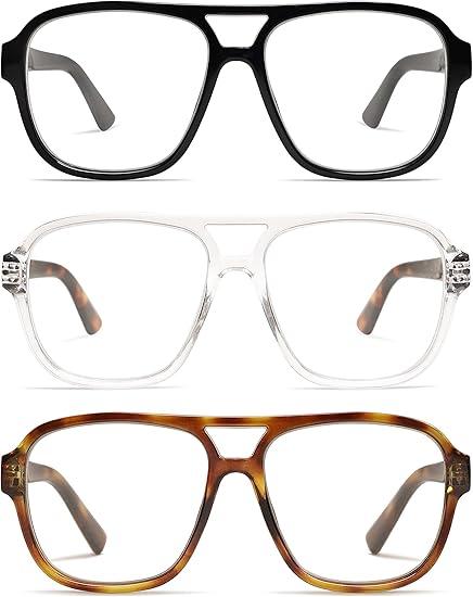 3 Pack Oversized Aviator Spring Hinge Reading Glasses for Women Men +1