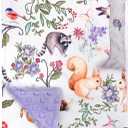 Baby Blanket, Purple Fleece Baby Blankets for Boys Girls, Warm Soft Portable Toddler Minky Blanket with Woodland Animal Print, for Newborn Crib, Stroller, 40 x 30 Inch