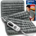 GENIANI Electric Heating Pad for Back Pain & Cramps Relief, Electric Throw, Auto Shut Off, Machine Washable, Moist Heat Pad for Neck & Shoulder - Mothers Day Gifts, Extra Large 24x12 (Chinchilla Gray/Gray)