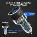 Starlink Mini Car Adapter 12V/24V to 30V, No Reboot Power, Digital Voltage Display, Keeps Starlink Online, 60W Cigarette Lighter Adapter, Supports 16AWG 30M Cable, All-Metal for RV Boat Truck (Silver)