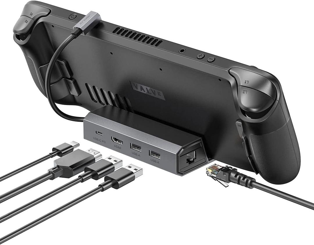 JSAUX Docking Station for Steam Deck/ROG Ally/Legion Go/MSI Claw, 5-in-1 Steam Deck Dock with HDMI 4K@60Hz, 100Mbps Ethernet, Dual USB A 2.0 and 100W Charge Compatible with Steam Deck OLED-HB0602