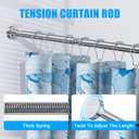 TEECK Shower Curtain Rod, 32-80 inch Adjustable Spring Tension Curtain Rod, Never Rust Anti-Slip Shower Curtain Rod for Bathroom, No Drilling, Never Collapse, Easy to Use, Silver