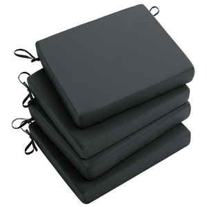 Qirroboni Outdoor Chair Cushion Set of 4, Waterproof Square Corner Seat Cushions for Patio Furniture, Color Fastness Garden Couch Pads, 18.5" x 16" x 3", Indoor Dining Chair Pad Set, Dark Grey