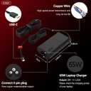 2025 Slim 65W USB C Charger Compatible with Lenovo ThinkPad Chromebook Yoga Flex ThinkBook IdeaPad Computer Type C Fast Charging Power Cord AC Adapter