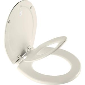 Mayfair NextStep2 Toilet Seat with Built-In Toddler Potty Training Seat, Slow Close, Easy Clean, Magnetic Removable Kids Seat, ROUND, Biscuit