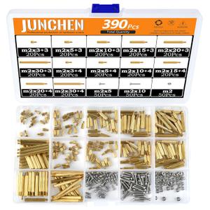 M2 Knurled Brass Standoff Spacers Nuts Screws Kit,240pcs M2 Male Female Metric Thread Round Spacer Screw Nut Bolt Motherboard Spacer for DIY Computer Build, Electronic Projects, Circuit Board