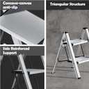 Taranta 2 Step Ladder,Aluminum Lightweight Folding 2 Step Stool with Anti-Slip Wide Pedal,330lbs Capacity Step Ladder for Household,Kitchen,Office - Silver