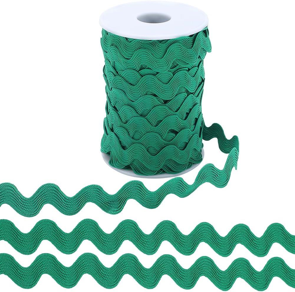 GORGECRAFT Rick Rack Trim 25 Yards 10mm Wide RIC Rac Ribbon Green Wave Bending Fringe Trim Zig Zag Lace Edging Braid Trimming Polyester Webbing Ribbons for DIY Sewing Crafts Gift Wrapping Bow Making