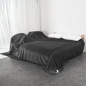 340GSM Flannel Bed Blanket Cozy Microfiber Soft Thermal Fleece Blanket (Dark Grey, Oversized King 180x200cm)