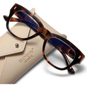 Madison Avenue Retro Blue Light Blocking Reading Glasses for Women Spring Hinge with Case, Elegant Computer Readers Glasses