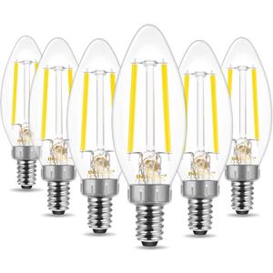 Energetic 6 Pack Dusk to Dawn LED Outdoor Light Bulb, 60 Watt Equivalent(5W), 500LM, Daylight 5000K, E12 Base, Automatic On/Off Sensor Edison Filament Candelabra Bulbs for Garage, Photocell Sensor ETL