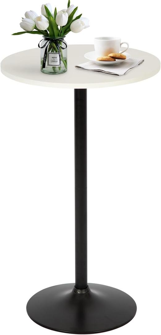 FDW Pub Table 40 Inch Height Cocktail Table Round Bistro Bar Table for Home and Kitchen Dining (White)