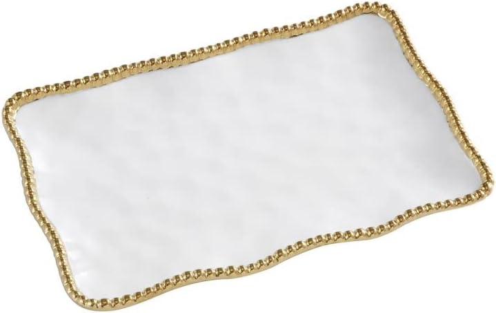 Pampa Bay Golden Salerno Small Platter (White and Gold)
