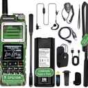 BAOFENG UV-25 PRO 10W Heavy Duty Radio Handheld Tri Band Baofeng Waterproof Radio Tri Band Ham Radios 999CH 5200MAh BatteryType-C Charging UHF VHF MW FM Air NOAA Multi-Band Receiver (Green)