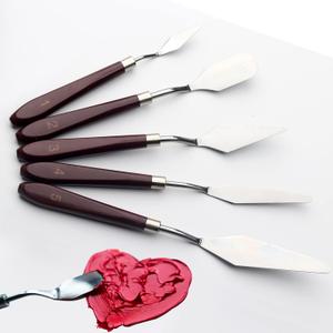 5 Piece Palette knifes Painting Knife Set Supplies for Oil, Acrylic Paint,Cake Decorating,Stainless Steel Pallet Knife Paint Knife Art Spatula for Various Types of Painting,ColorMixing,Smearing