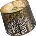 Vintage Drum Metal Lampshade, Forest Tree Pattern, 12W x14D x10H inches, Antique Copper with Gold Interior, lron Cover Lamp Shade for Table Lamps, Floor Lamps, Pendant Light Home Decor Spider Fitter