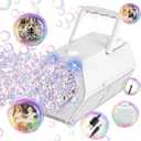 PANACARE Automatic Bubble Machine Portable Bubble Blower with LED Lights /240ml Bubble Solution/10000+ Bubbles Per Minute/12Holes Bubble for Outdoor/Indoor Wedding Party Birthday Gifts (Black) (White)
