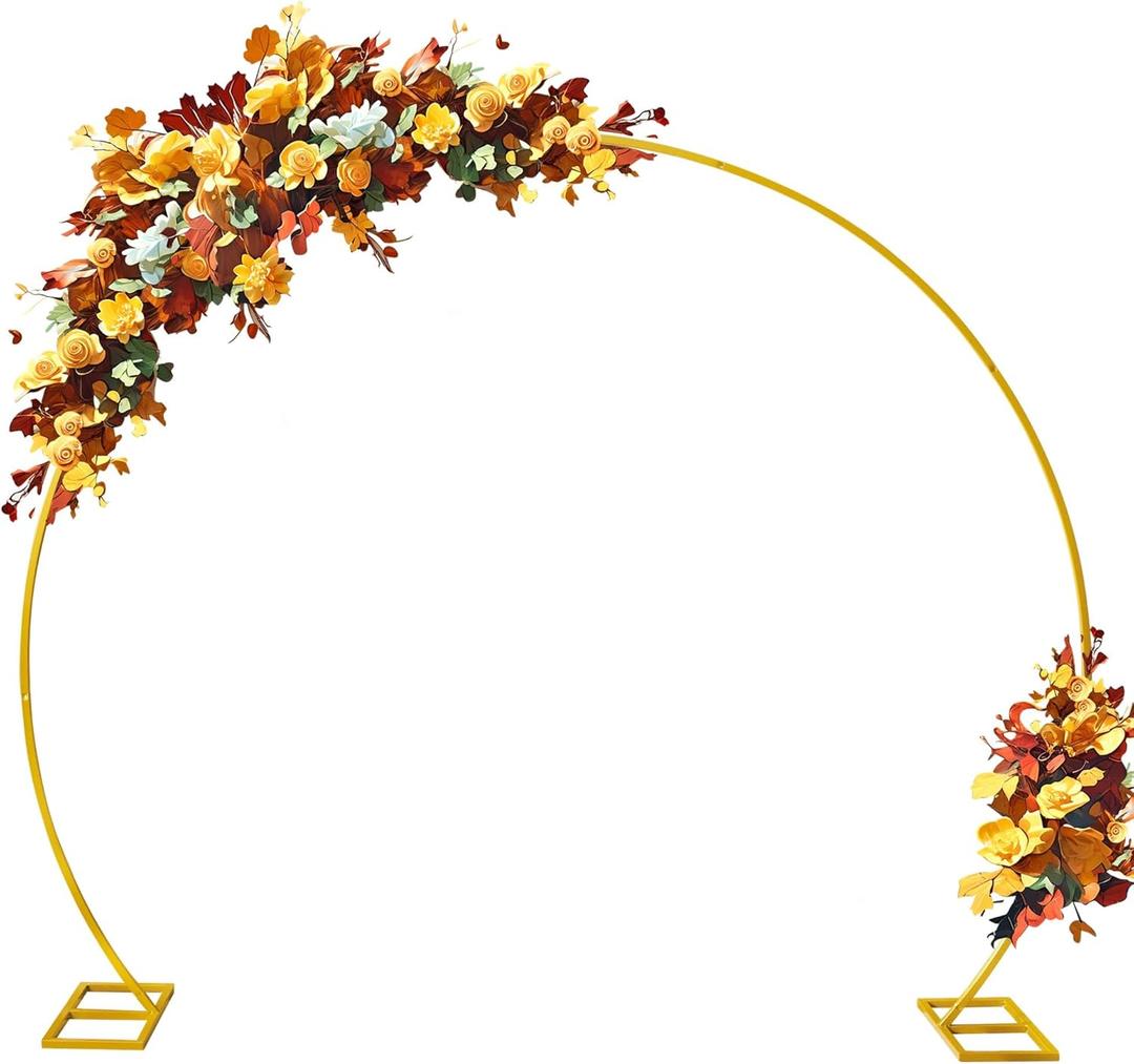 Round Balloon Arch Backdrop Stand Wedding Arch Frame 8FT Gold Metal Circle Backdrop Stand,Bridal Shower Anniversary Booth Background Decoration