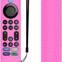 Silicone Remote Case, Lightweight Anti Slip Shockproof with Lanyard - Compatible with Toshiba/Insignia Firetv Omni or 4-Series TV (Pink Glow)