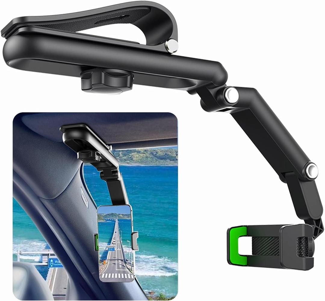 Sun Visor Phone Holder for Car,360 Swivel Adjustable Sunvisor Phone Holder for Car for Easily Phones Checking,Foldable Cars Phones Holders with 180 Retractable Arm