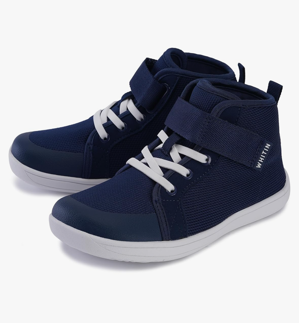WHITIN Kids/Toddler Wide Barefoot Shoes | Girls/Boys Classic High Top Sneakers | Wide Foot Freedom | Natural Growth 29/11
