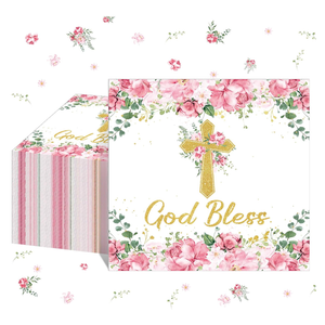 Nuanchu 50 Pcs Baptism Napkins God Bless Napkins Christening Party Decorations First Holy Communion Cross Religious Paper Supplies for Religious Holiday Dinner Party Decorations