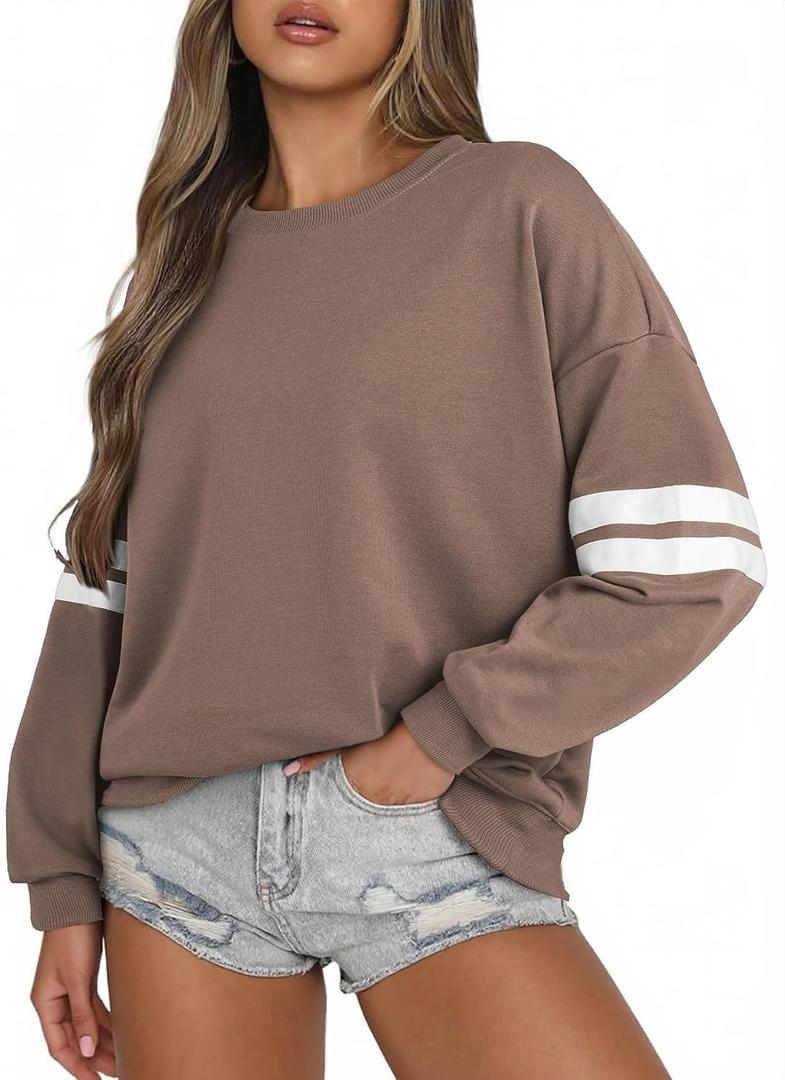 Acelitt Women Casual Long Sleeve Crewneck Color Block Sweatshirts Pullover,S-XXL (L)