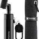 Handy Picks Golf Club Cleaner with Water Bottle Holds 5.5 OZ, Heavy Duty Metal Retractable Magnetic Clip, Waffle Microfiber Golf Towel, Ideal Water Brush Combo (Black)