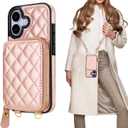 Bocasal Crossbody Wallet Case for iPhone 17, RFID Blocking PU Leather Zipper Handbag Purse Flip Cover, Kickstand Folio Case with Card Slots Holder Wrist Strap Lanyard 5G 6.3 Inch (Rose Gold)