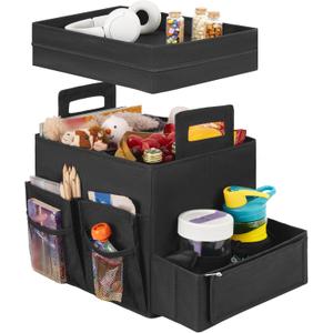 StorageWorks Trunk Organizer for Car, Car Organizer with Lid, Seat Back Storage, Medium, Black, 1-Pack