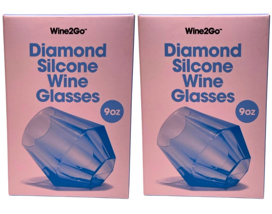 Wine2Go Diamond Silicone Wine Glasses 9oz