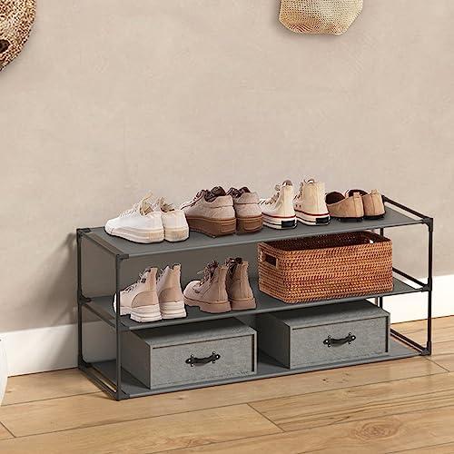 Jerry & Maggie 2 Pack Simple Trending 3 Tier Stackable Shoe Rack for Garage, Shoe Rack for Entrance Small Space for Dorm Shoe Racks, Over Door Shoe Rack, Kitchen Storage Shelves Solution