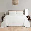 HOMBYS Oversized King Bedspreads 120x128,100% Cotton Waffle Weave Quilt Set,Extra Large Coverlet Set,White Oversized King Quilt Bedding Set,Lightweight Bed Big Bedspreads,1 Quilt with 2 Pillow Shams (120"x128", Cream)