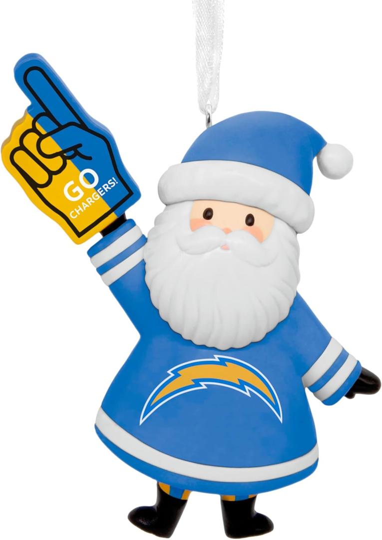 Hallmark NFL Los Angeles Chargers Santa Fan Christmas Ornament, Gifts for Sports Fans