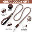 Mile High Life Leather Handle Dog Leash 6 FT/5 FT/4 FT, Soft Padded Handle Rope Leashes for Dogs Walking and Training (Brown Checkered, 48 Inch)