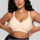 OEAK Women Comfortable Jelly Bras No Underwire Seamless Full Coverage Bralette Buttery Soft Convertible Everyday Tshirt Bra (Beige, L)