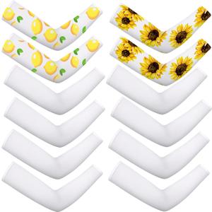 Geyoga 6 Pairs Sublimation Arm Sleeves, UV Sun Protection Blank Cooling Arm Sleeves Sublimation for Women Driving, Golfing, Fishing, Cycling, Hiking, Sports