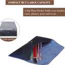 Succor Genuine Leather Utility Pouch - Leather Cash Envelope Wallet & Money Holder, Reusable Budget Organizer & Retro Clutch for Men & Women - 7.5x3.5 inch, Blue