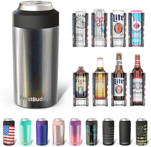Frost Buddy Universal Can Cooler - Fits All - For Regular 12 & 16 oz or Slim-Size Bottles - Insulated Double-Walled Stainless Steel (Wonderlust)