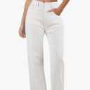 Baggy Stretchy Jeans for Women High Waisted Trendy Wide Leg Jeans Boyfriend Denim Pants with Patch Pockets Size S