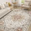 Vintage Living Room Area Rug 5x8 - Large Soft Washable Oriental Traditional Distressed Farmhouse Rugs for Bedroom - Indoor Floor Accent Carpet for Home Office House Decor - Golden Taupe
