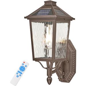 Solar Outdoor Wall Lights 15.5 Inch Height Dusk to Dawn Solar Sconce Lights Outdoor with Remote Control ORB Solar Porch Lights for House Paito Yard and Garage