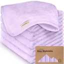 6-Pack Baby Washcloths  Soft Absorbent Viscose from Bamboo Washcloths for Face, Body, Baby Towels for Newborn, Kids, Toddlers, Infant,Gentle on Sensitive Skin,10x10 Reusable Face Towels(Soft Lilac)