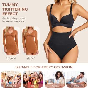 Dulchany Thong Shapewear Tummy Control Underwear 344 Black (XXL)