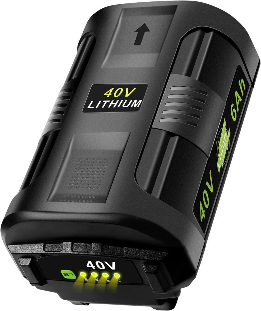 6Ah 40V Lithium Battery: Replacement for Ryobi 40 Volt Battery OP40401 OP40602 OP4026 OP40501 OP40261 - Compatible with Ryobi 40V Lawn Mower