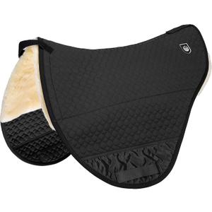 Werner Christ Horse Saddlepad Champ Endurance numnah, seat Area Made of Real Sheepskin, for Summer and Winter (Full, Black)